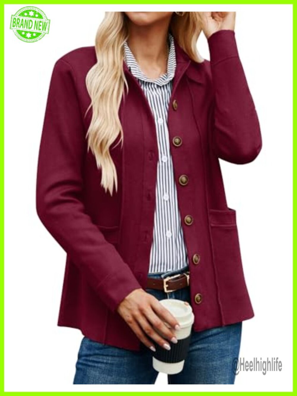 Women's Button Down Cardigan Sweater Long Sleeve Knit Top with Pockets